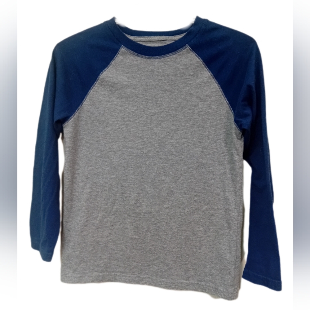 Kids Long Sleeve Gray and Blue Shirt